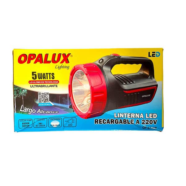 Linterna Portátil Recargable LED 5W -  Opalux - Imagen 3