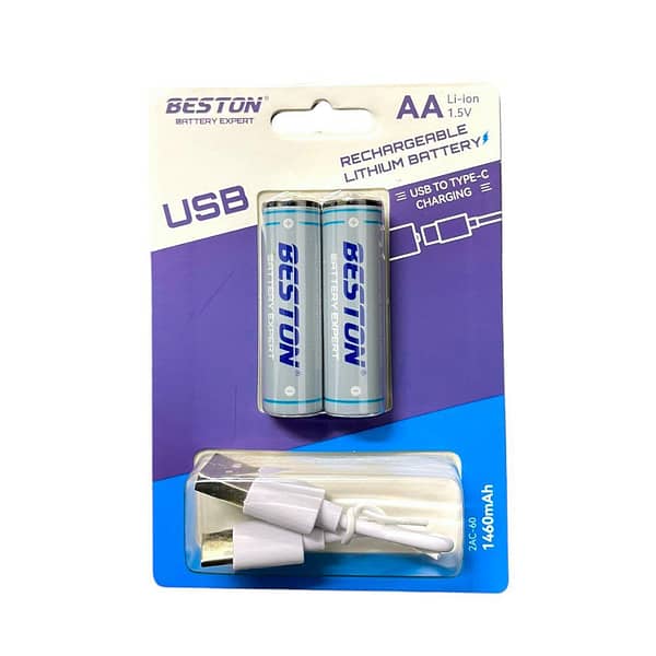Pila AA Beston Recargable 1.5V 2200Mah + USB TIPO C - Imagen 2