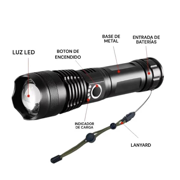 Linterna Led de metal recargable P50 - Imagen 3
