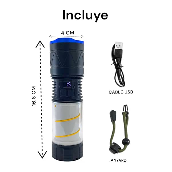 Linterna De larga distancia Usb recargable Zoom - Imagen 7