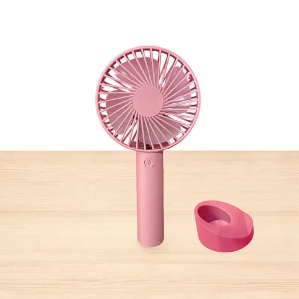 Mini Ventilador Rosa Portátil Usb Recargable Con Base - Imagen 3